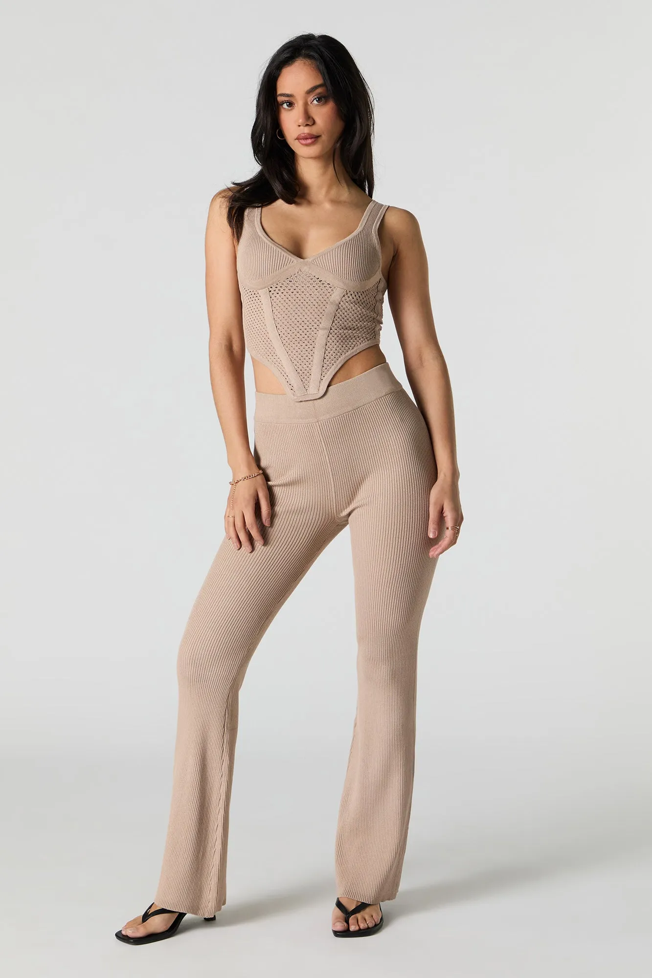 Ribbed Open Knit Corset Tank sold by Urban Planet product image thumbnail 3
