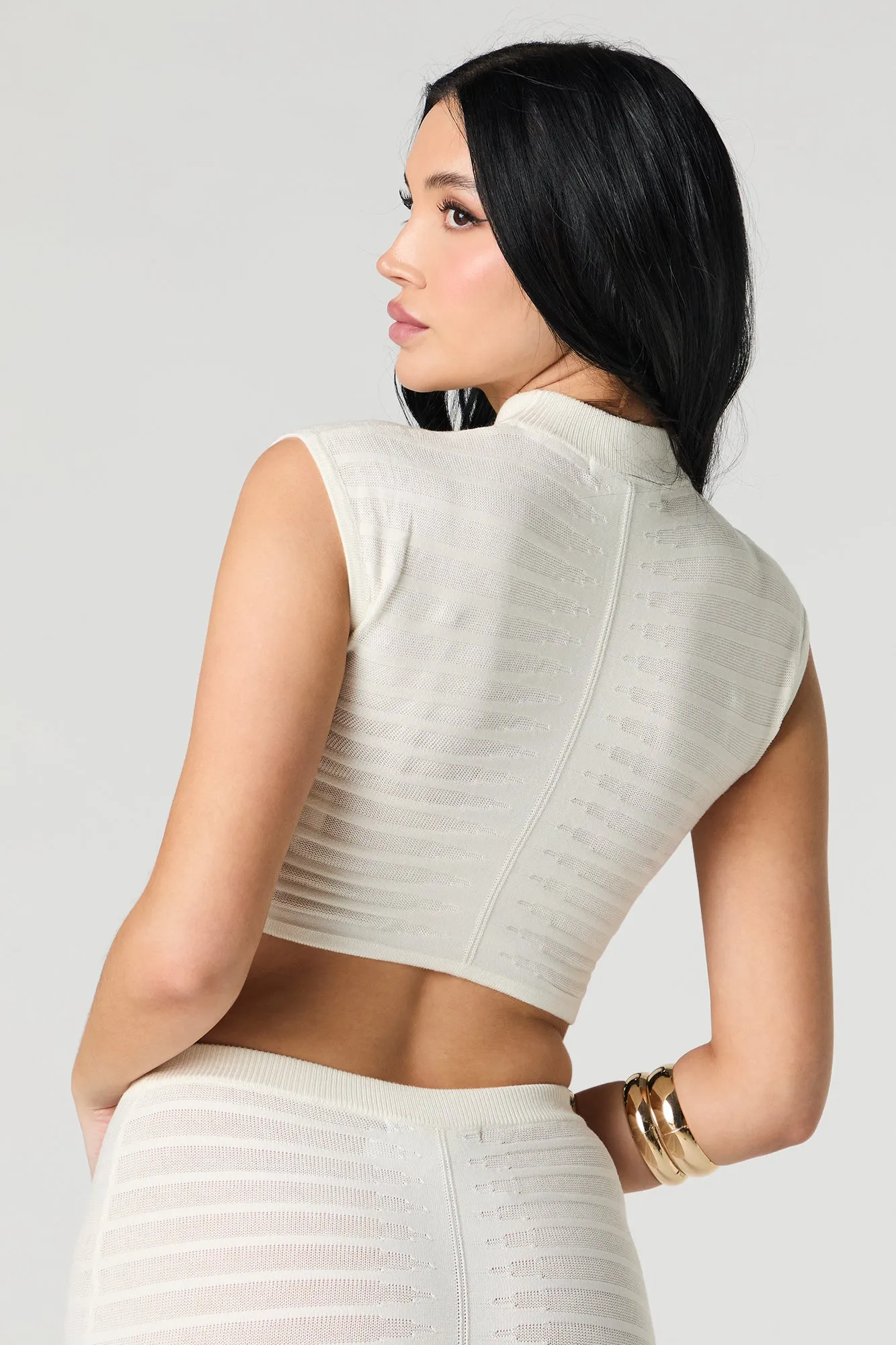 Textured Knit Semi Sheer Crop Top sold by Urban Planet product image thumbnail 5