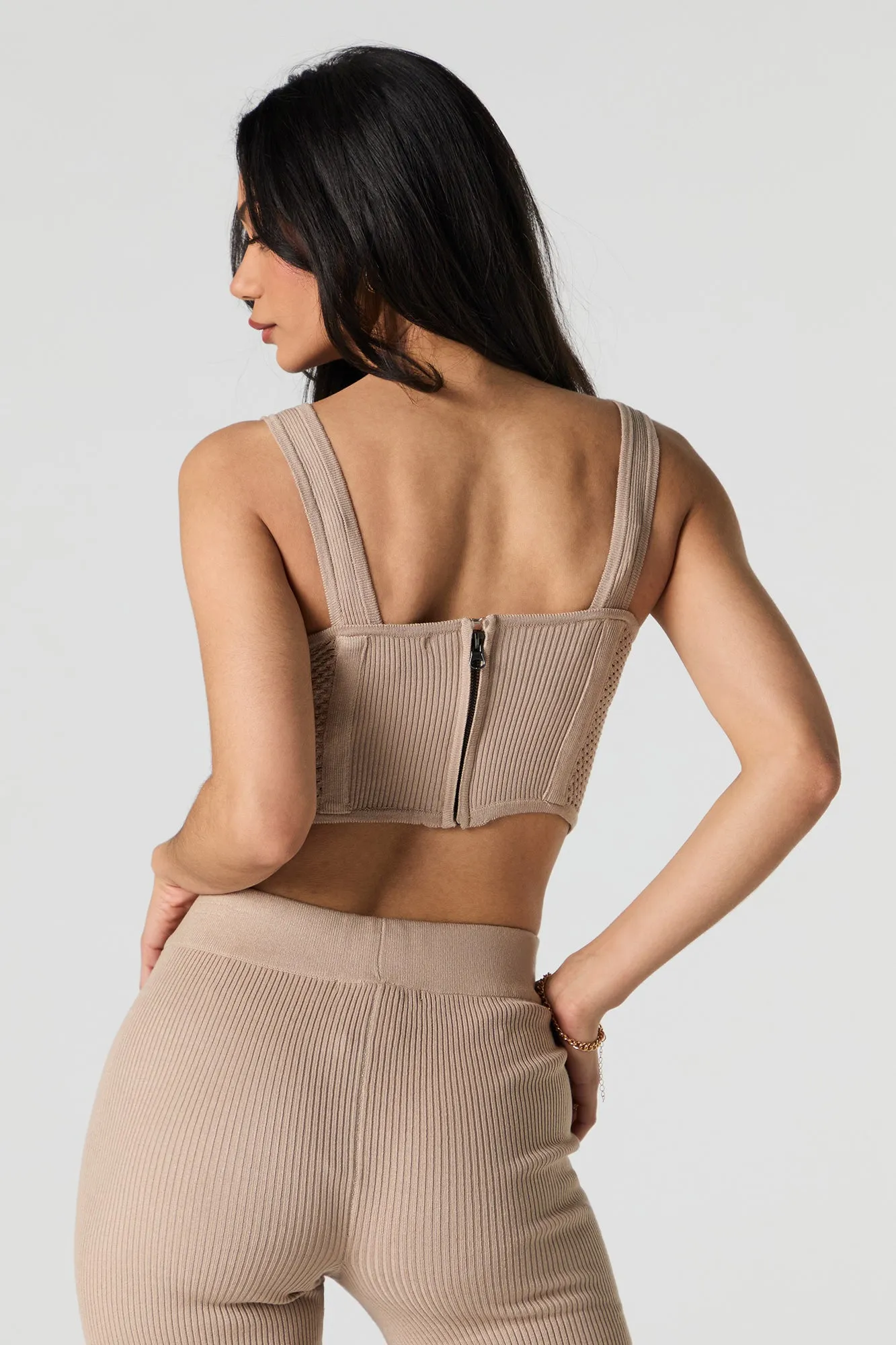 Camisole corset côtelée en tricot ouvert sold by Urban Planet product image thumbnail 2