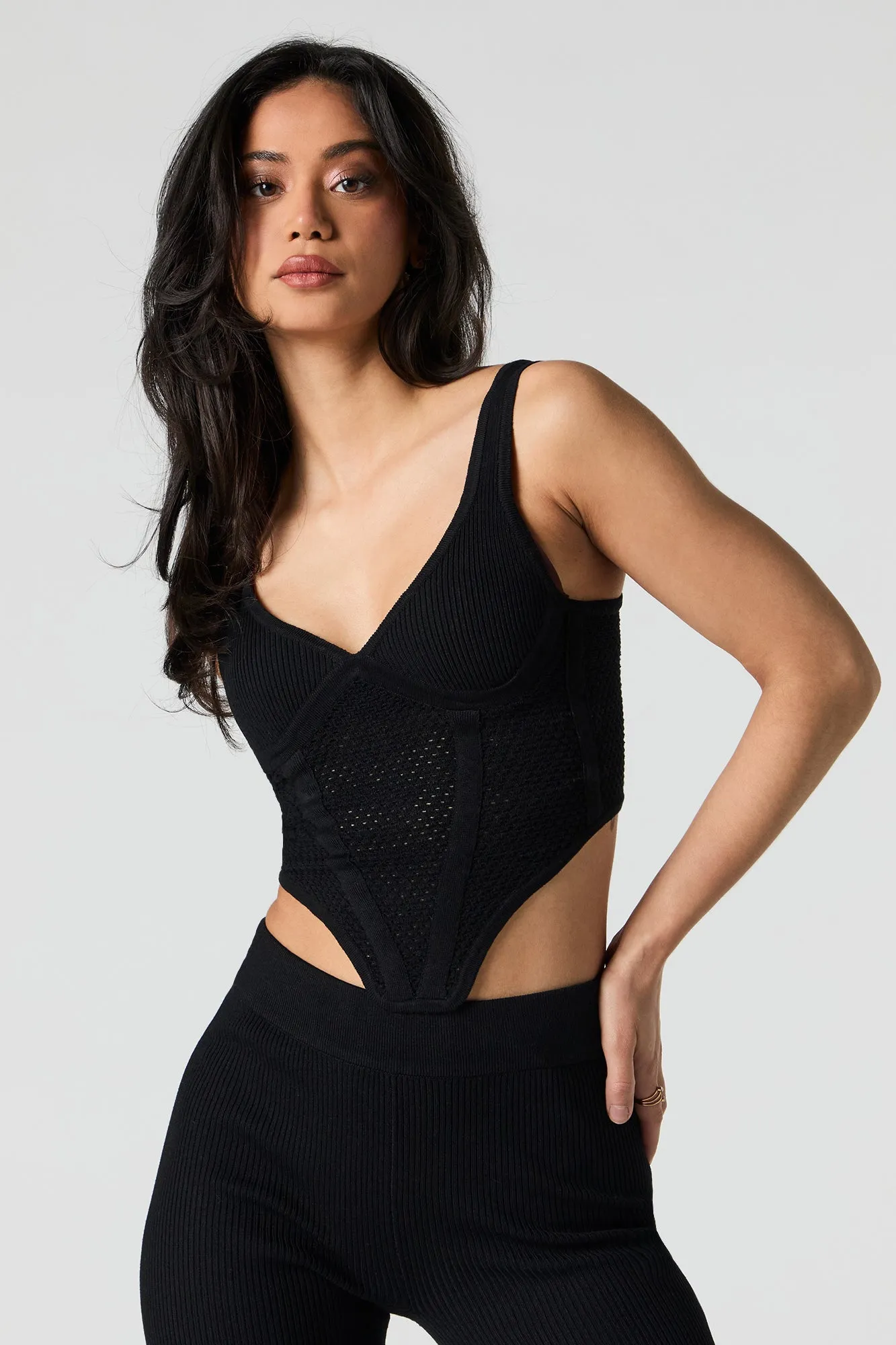 Camisole corset côtelée en tricot ouvert sold by Urban Planet product image thumbnail 5