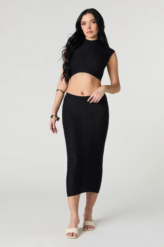 Jupe midi en tricot texturé semi diaphane sold by Urban Planet
