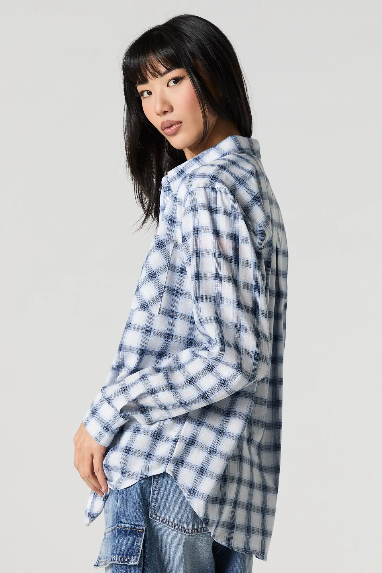 Plaid Long Sleeve Button-Up Top sold by Urban Planet product image thumbnail 5