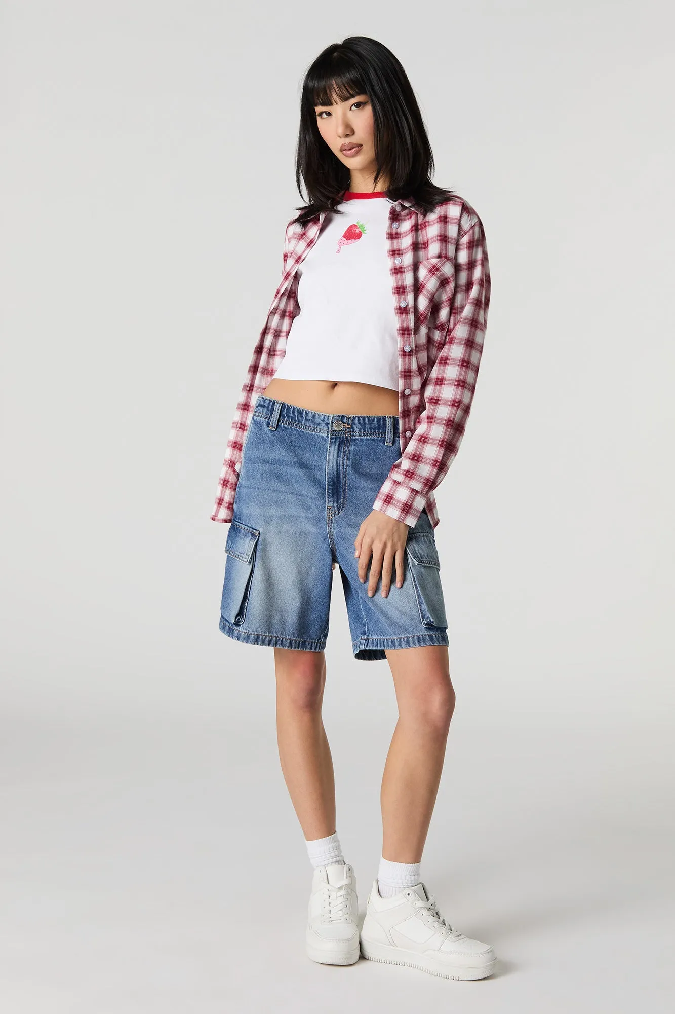 Plaid Long Sleeve Button-Up Top sold by Urban Planet product image thumbnail 3