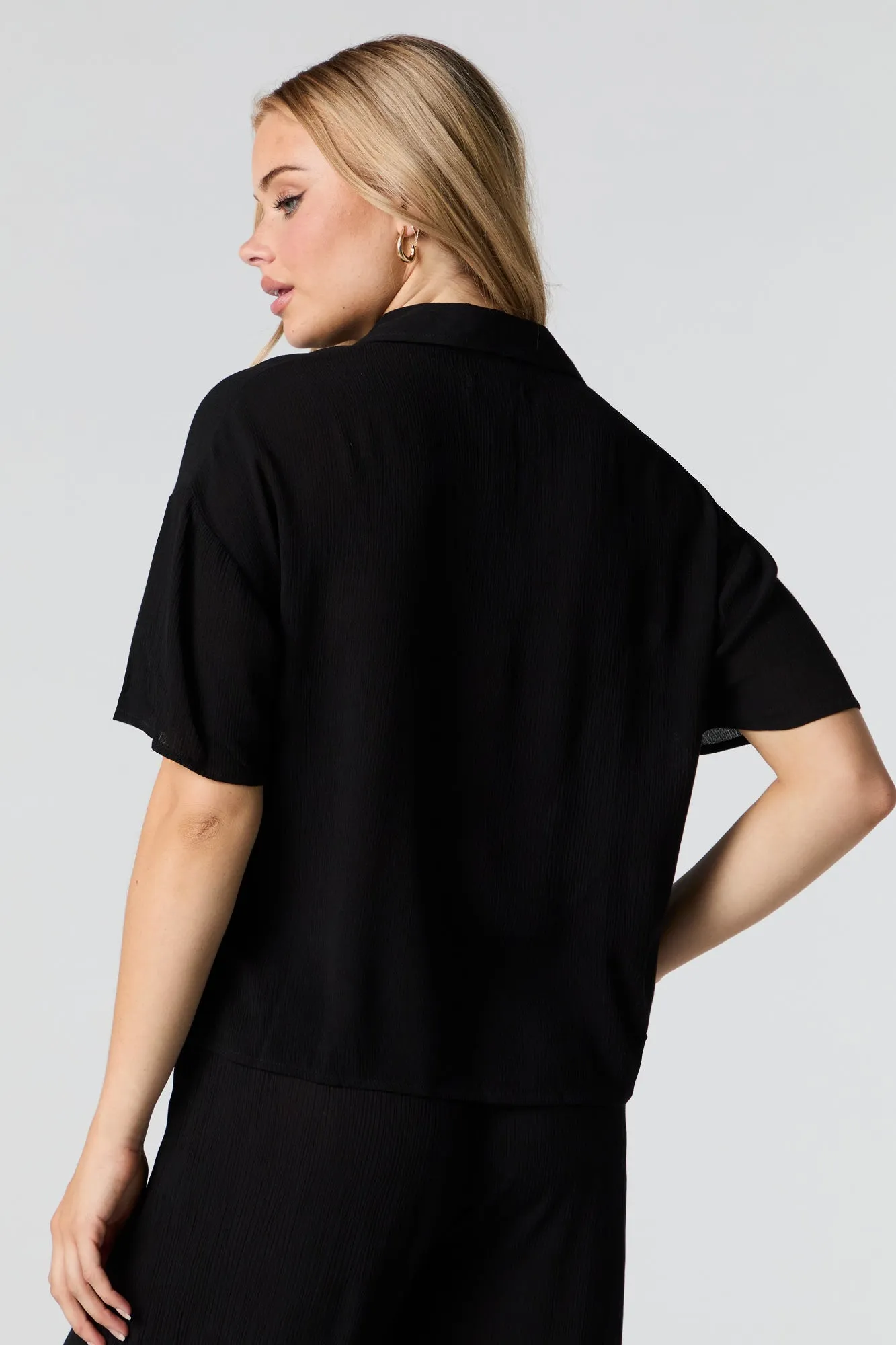 Crinkle Oversized Button-Up Top sold by Urban Planet product image thumbnail 5