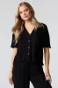 Crinkle Oversized Button-Up Top sold by Urban Planet