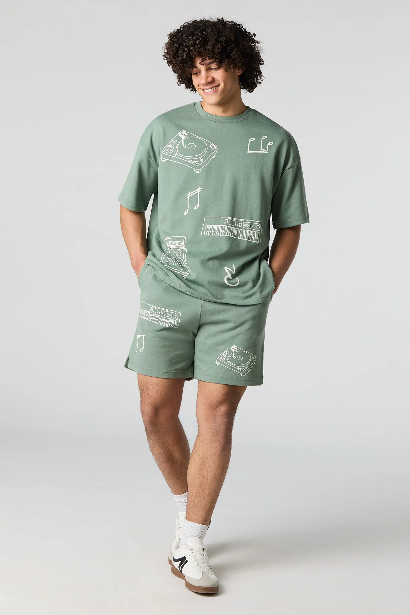 French Terry Music Print Short sold by Urban Planet product image thumbnail 2