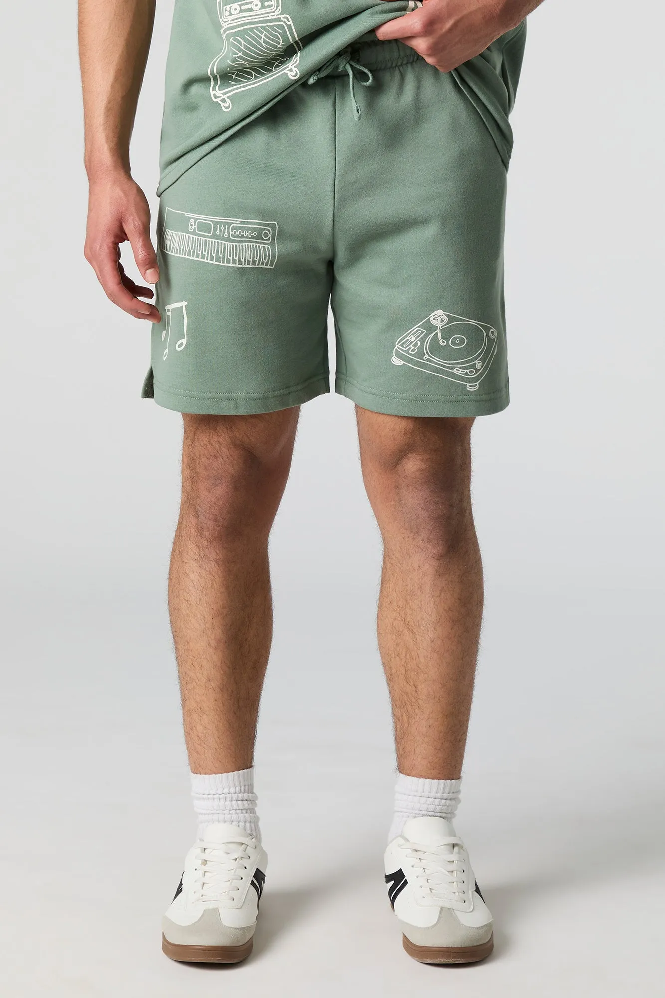 French Terry Music Print Short sold by Urban Planet