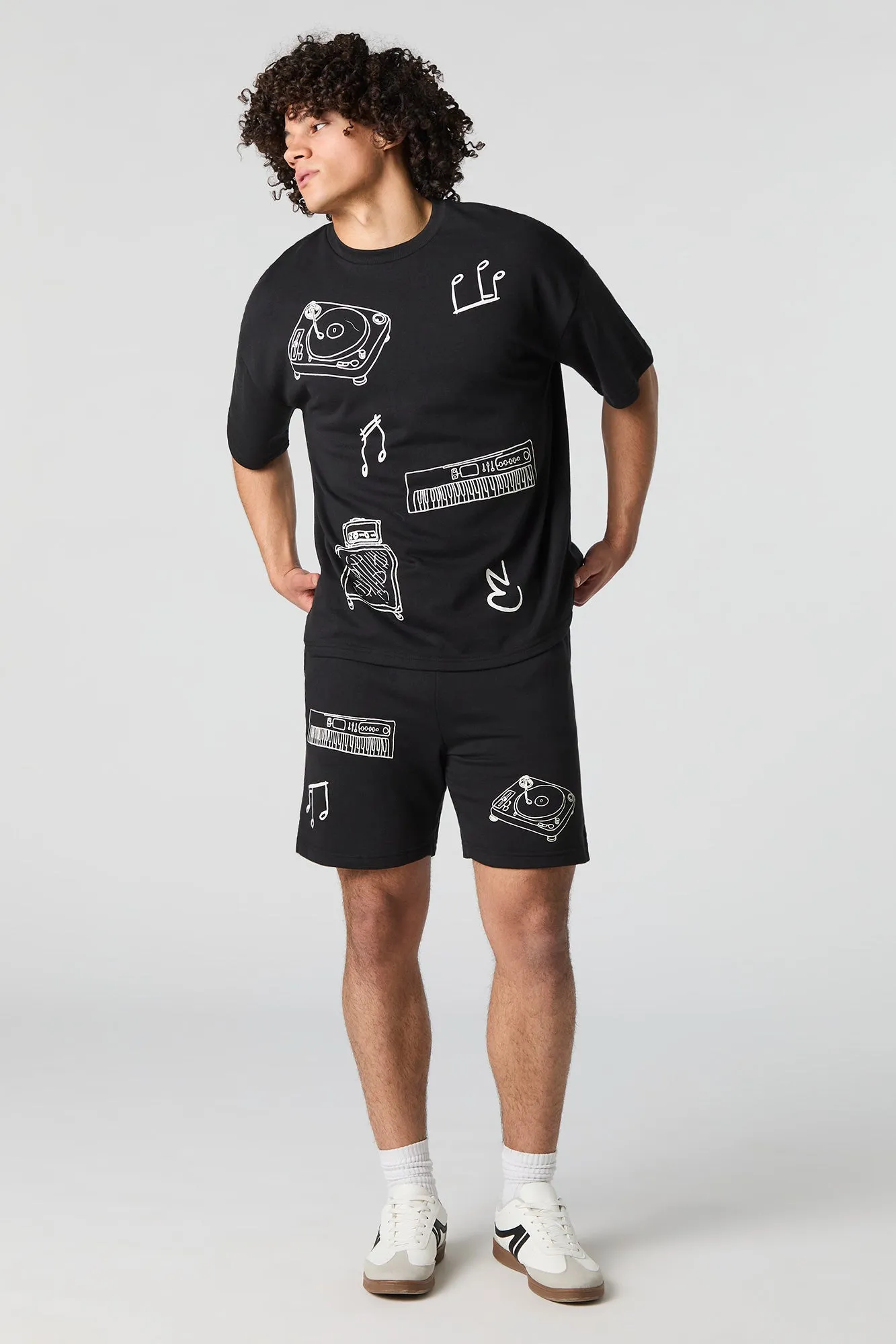 French Terry Music Print Short sold by Urban Planet product image thumbnail 5