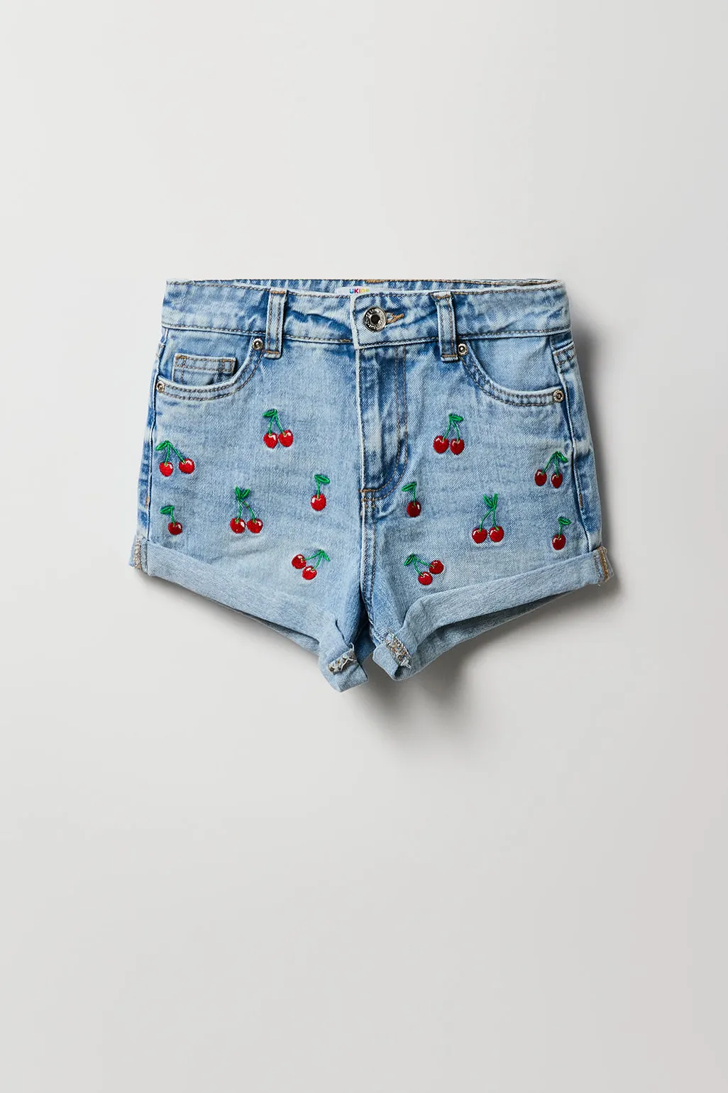 Girls Cherry Embroidered High Rise Mom Short sold by Urban Planet