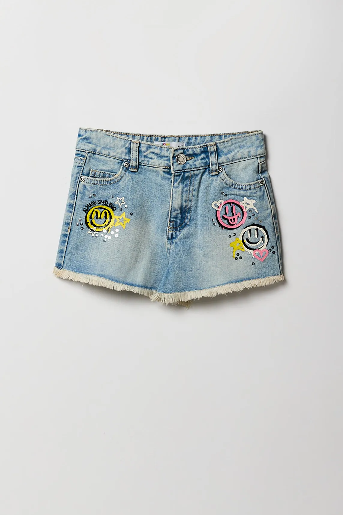 Girls Smiley Graphic Denim Short sold by Urban Planet