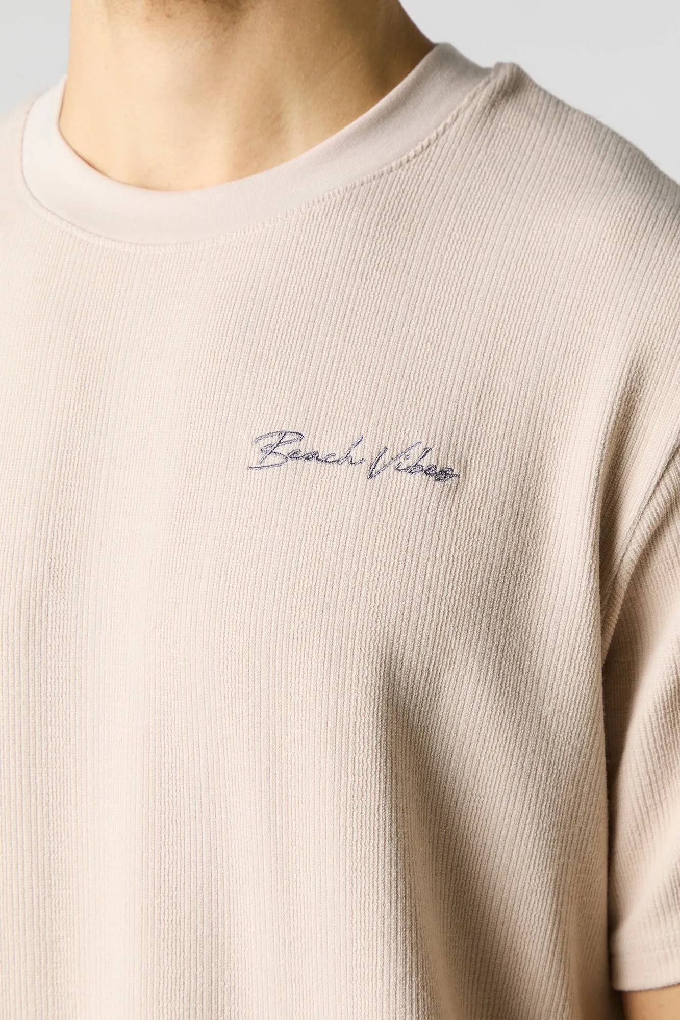 Beach Vibes Embroidered Textured Knit T-Shirt sold by Urban Planet product image thumbnail 4