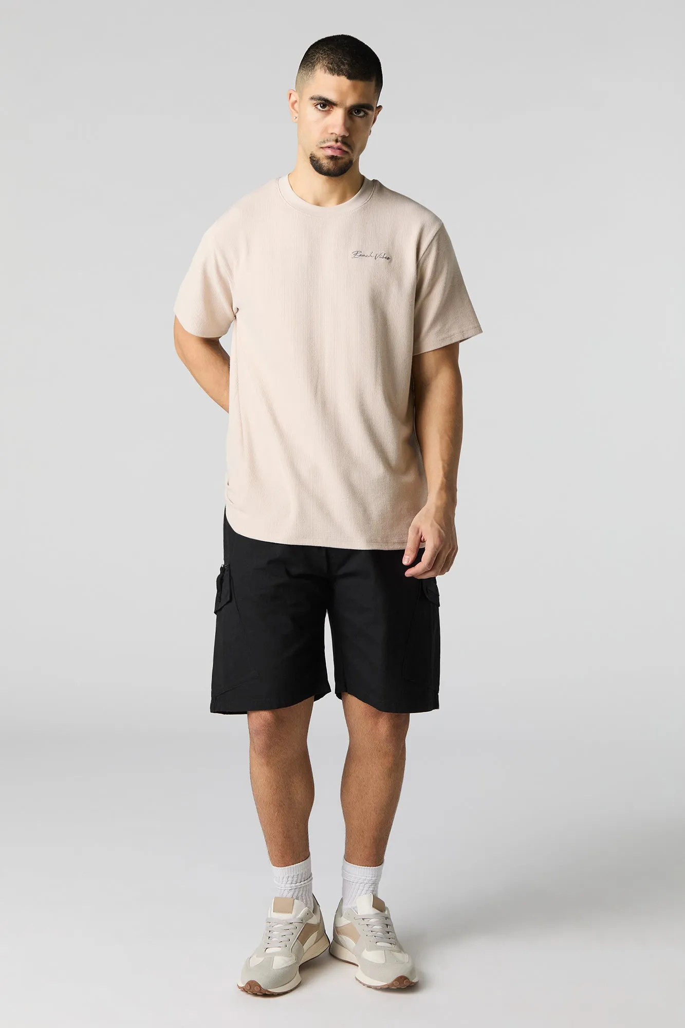 T-shirt en tricot texturé avec motif brodé Beach Vibes sold by Urban Planet product image thumbnail 3