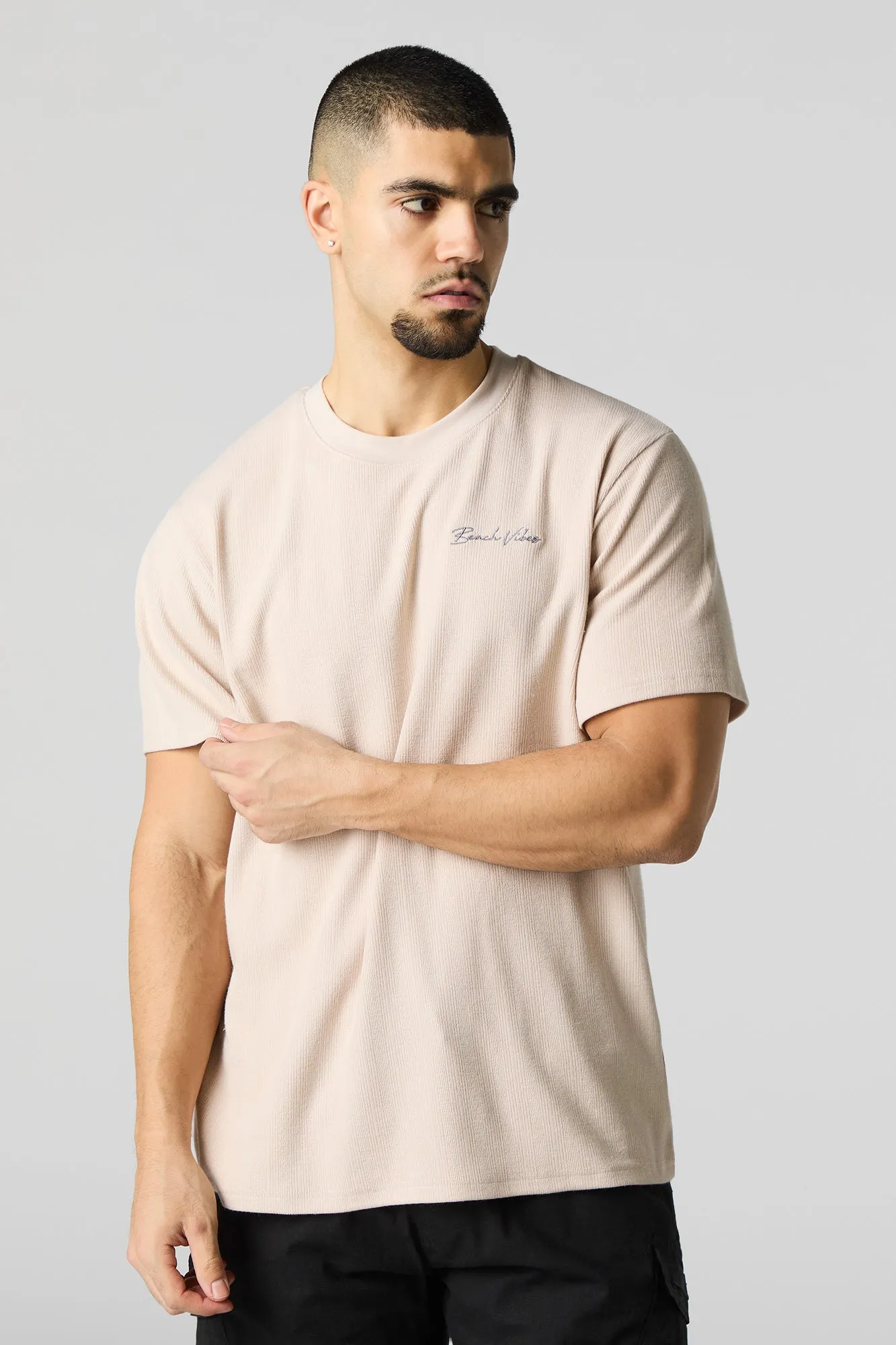 T-shirt en tricot texturé avec motif brodé Beach Vibes sold by Urban Planet