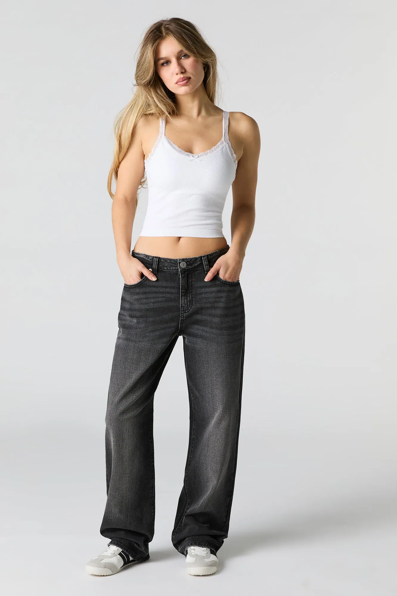 Black Wash Slouchy Straight Leg Jean sold by Urban Planet