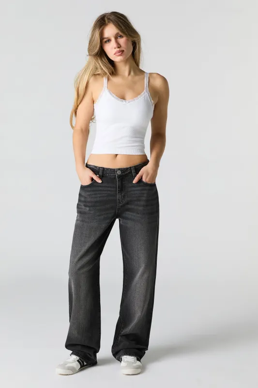 Jean ample à jambe droite délavé noir sold by Urban Planet