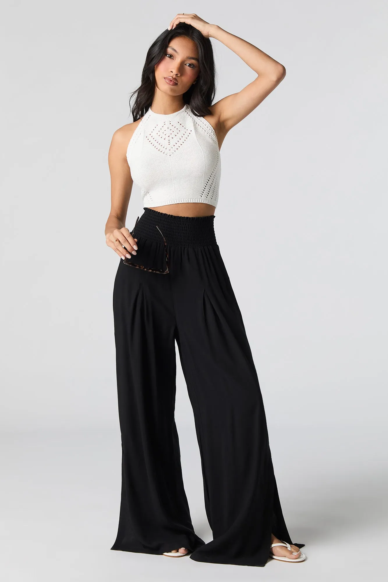 Smocked Waist Slit Palazzo Pant sold by Urban Planet product image thumbnail 5