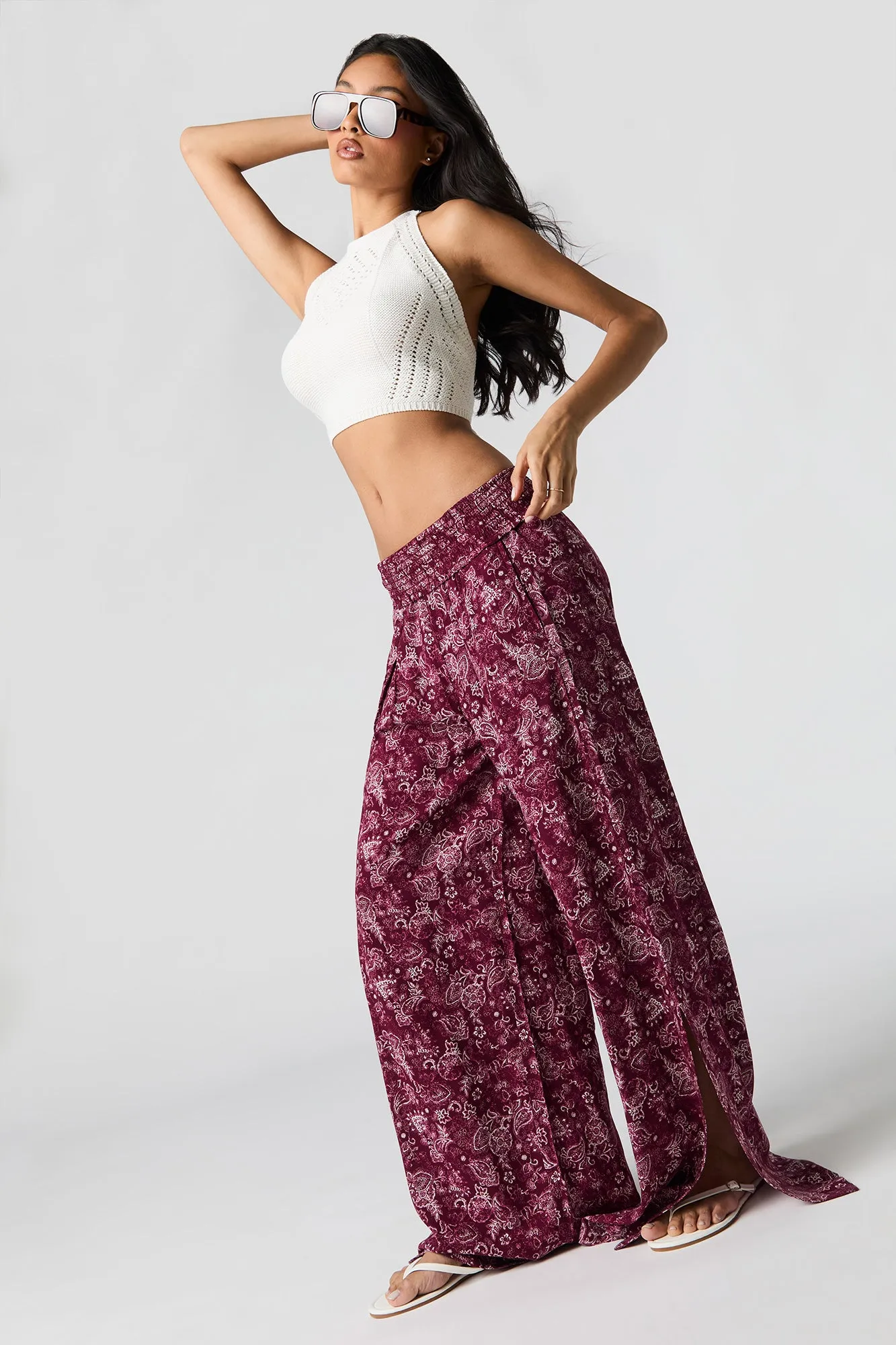 Smocked Waist Slit Palazzo Pant sold by Urban Planet