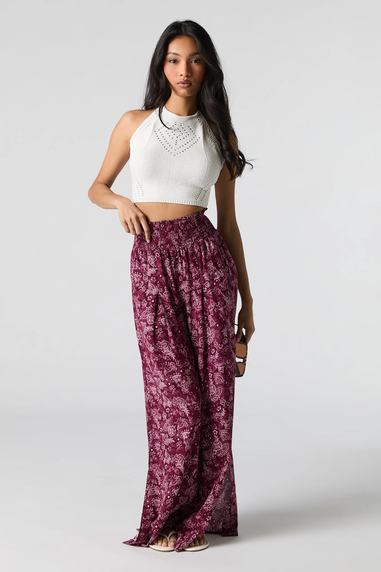 Smocked Waist Slit Palazzo Pant sold by Urban Planet product image thumbnail 4