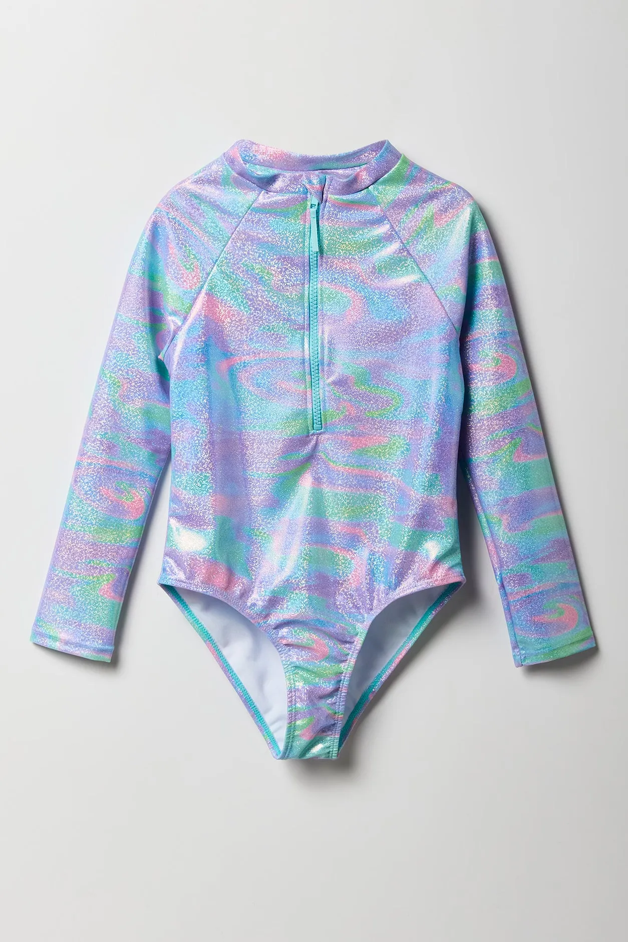 Girls Long Sleeve One Piece Rashguard Swimsuit sold by Urban Planet product image thumbnail 3