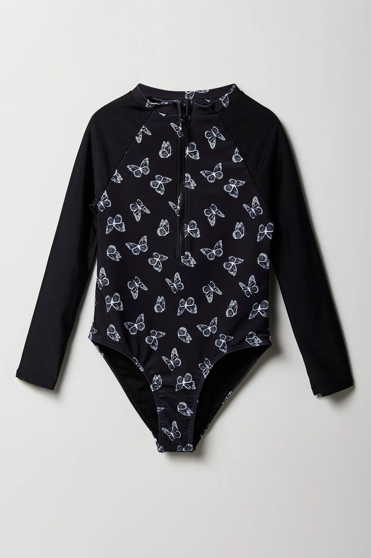 Girls Long Sleeve One Piece Rashguard Swimsuit sold by Urban Planet