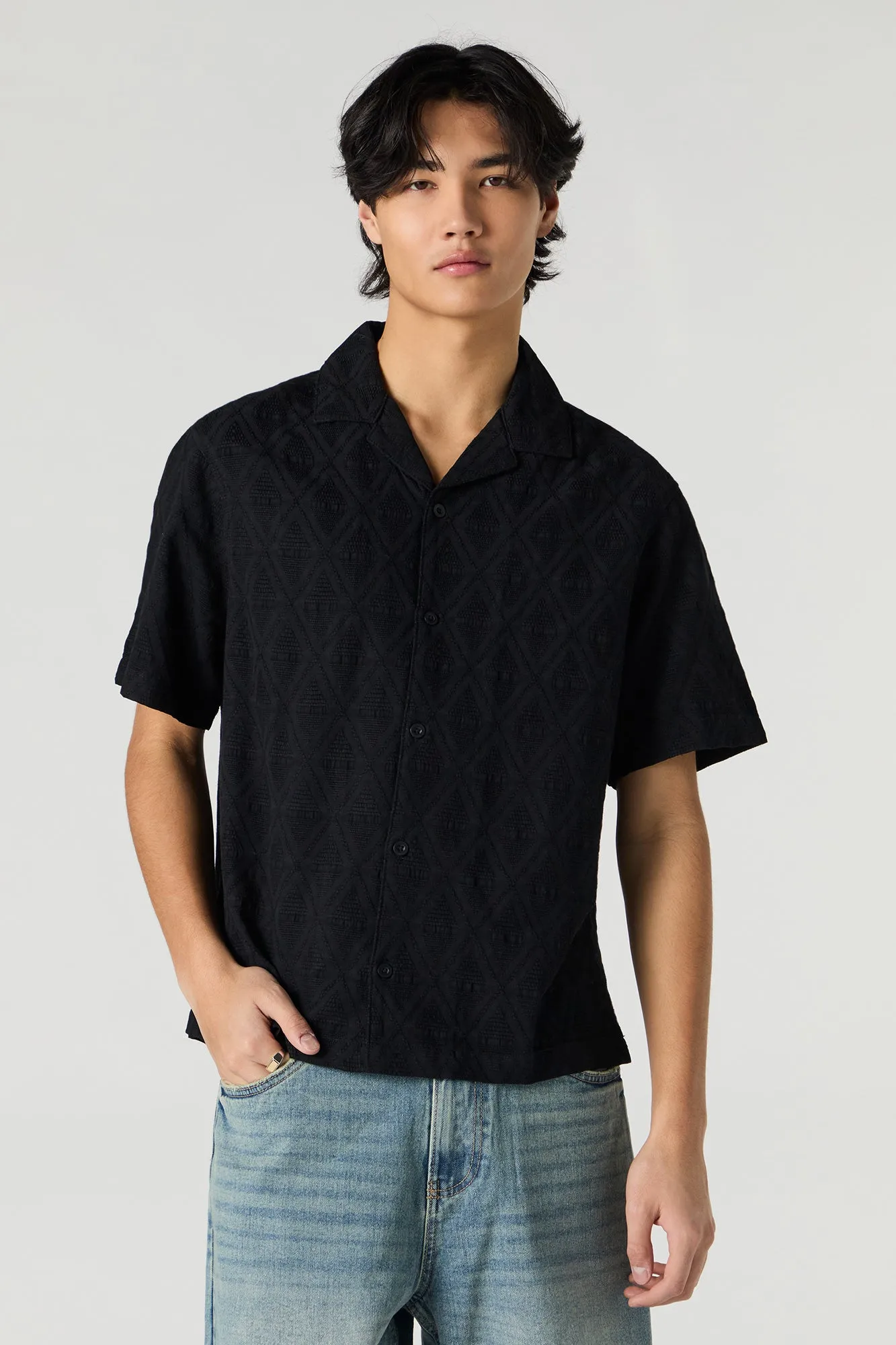 Diamond Textured Button-Up Top sold by Urban Planet product image thumbnail 4