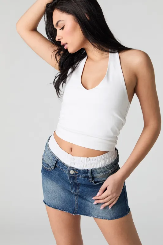 Minijupe en denim à taille étagée sold by Urban Planet