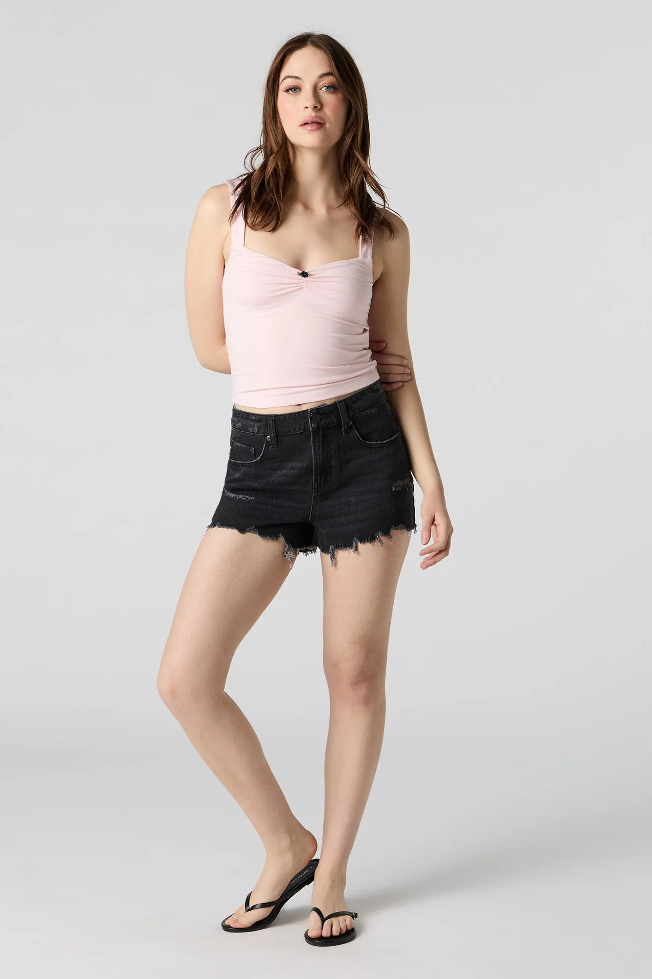 Black Wash Distressed Vintage Denim Short sold by Urban Planet product image thumbnail 3