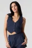 Linen-Blend Cropped Vest sold by Urban Planet