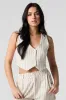 Linen-Blend Cropped Vest sold by Urban Planet