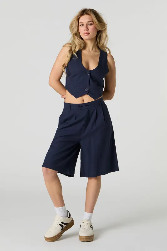 Linen-Blend Bermuda Dress Short sold by Urban Planet