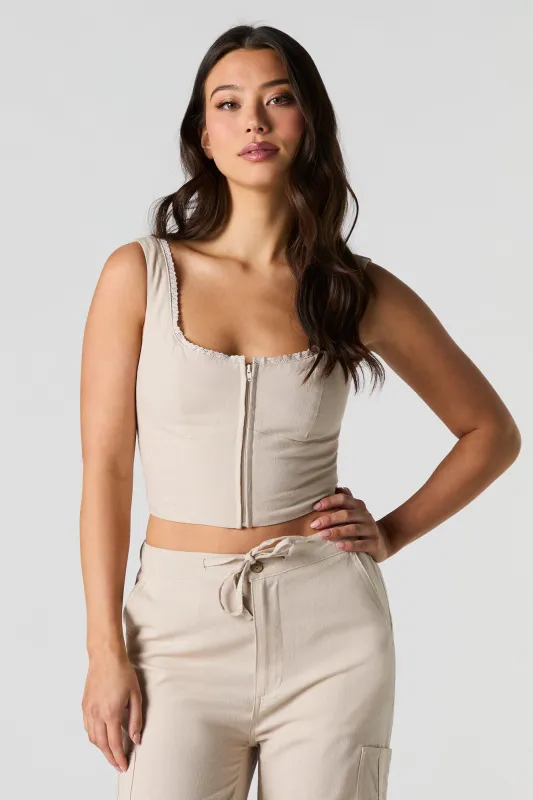 Débardeur-corset en mélange de lin avec fermeture à glissière sold by Urban Planet
