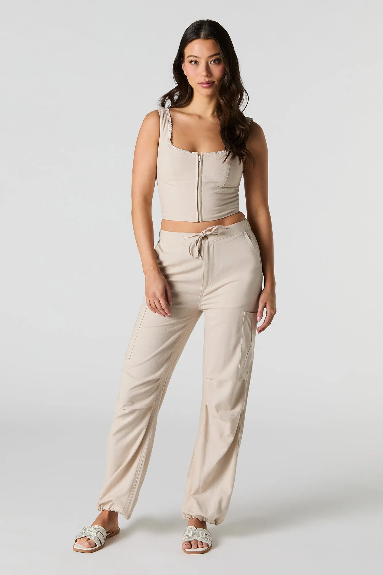 Débardeur-corset en mélange de lin avec fermeture à glissière sold by Urban Planet product image thumbnail 3