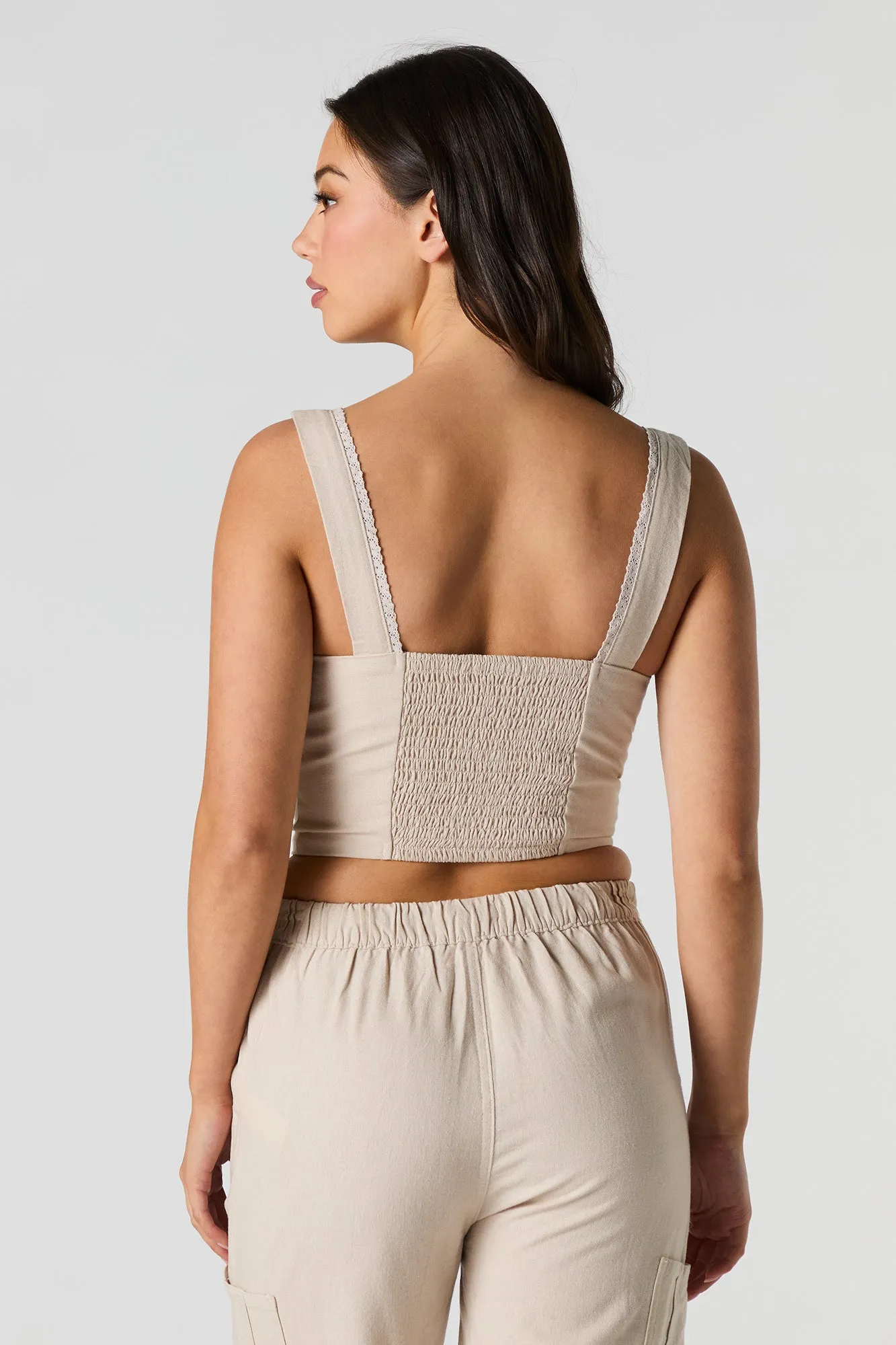 Débardeur-corset en mélange de lin avec fermeture à glissière sold by Urban Planet product image thumbnail 2