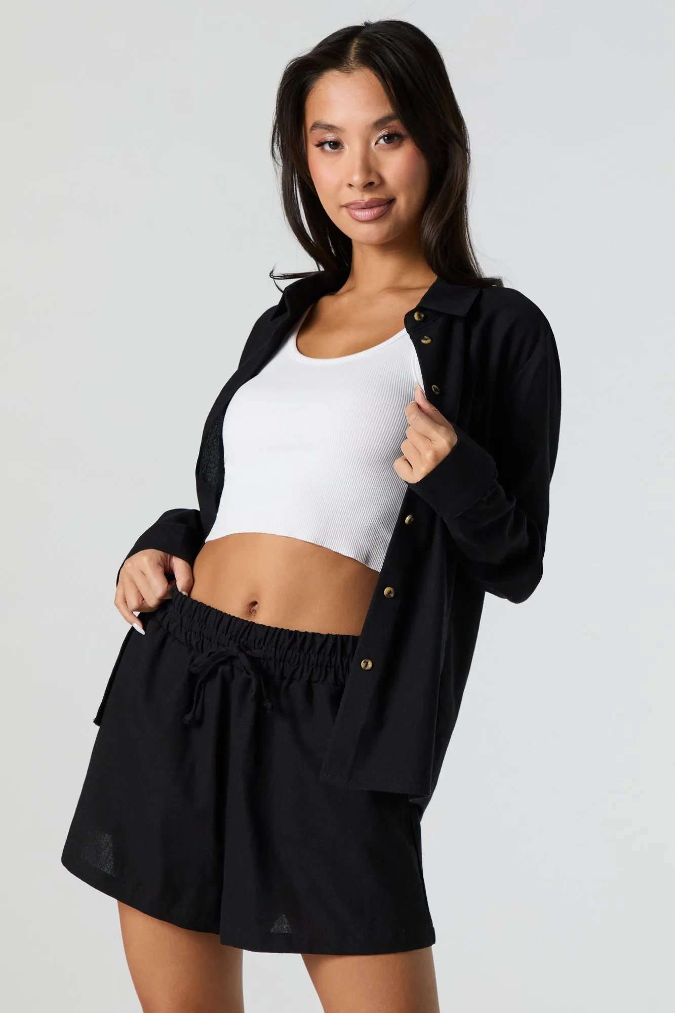 Linen-Blend Drawstring Short sold by Urban Planet product image thumbnail 4