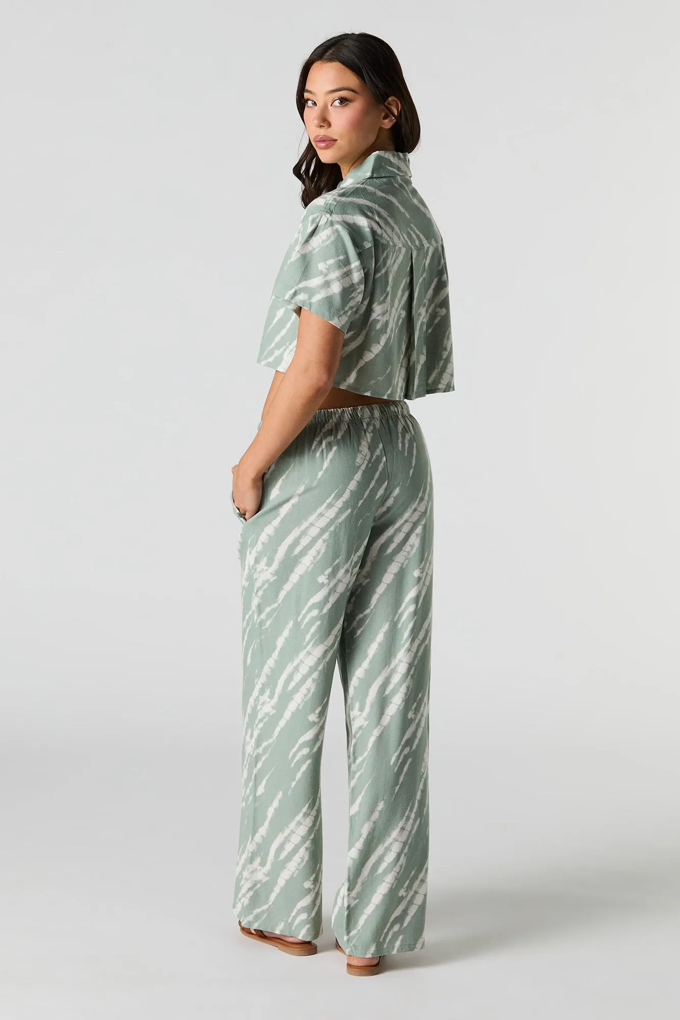 Linen-Blend Drawstring Side Wide Leg Pant sold by Urban Planet product image thumbnail 3
