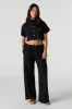Pantalon à jambe large en mélange de lin avec barillets latéraux sold by Urban Planet