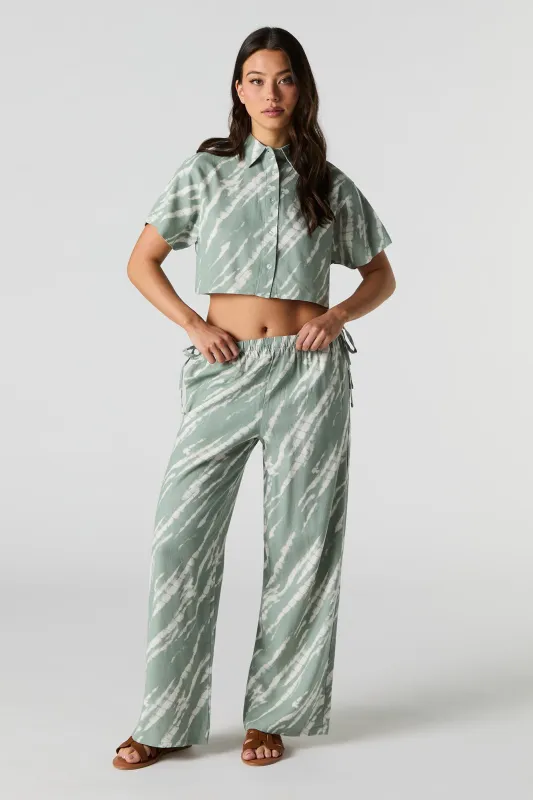 Pantalon à jambe large en mélange de lin avec barillets latéraux sold by Urban Planet