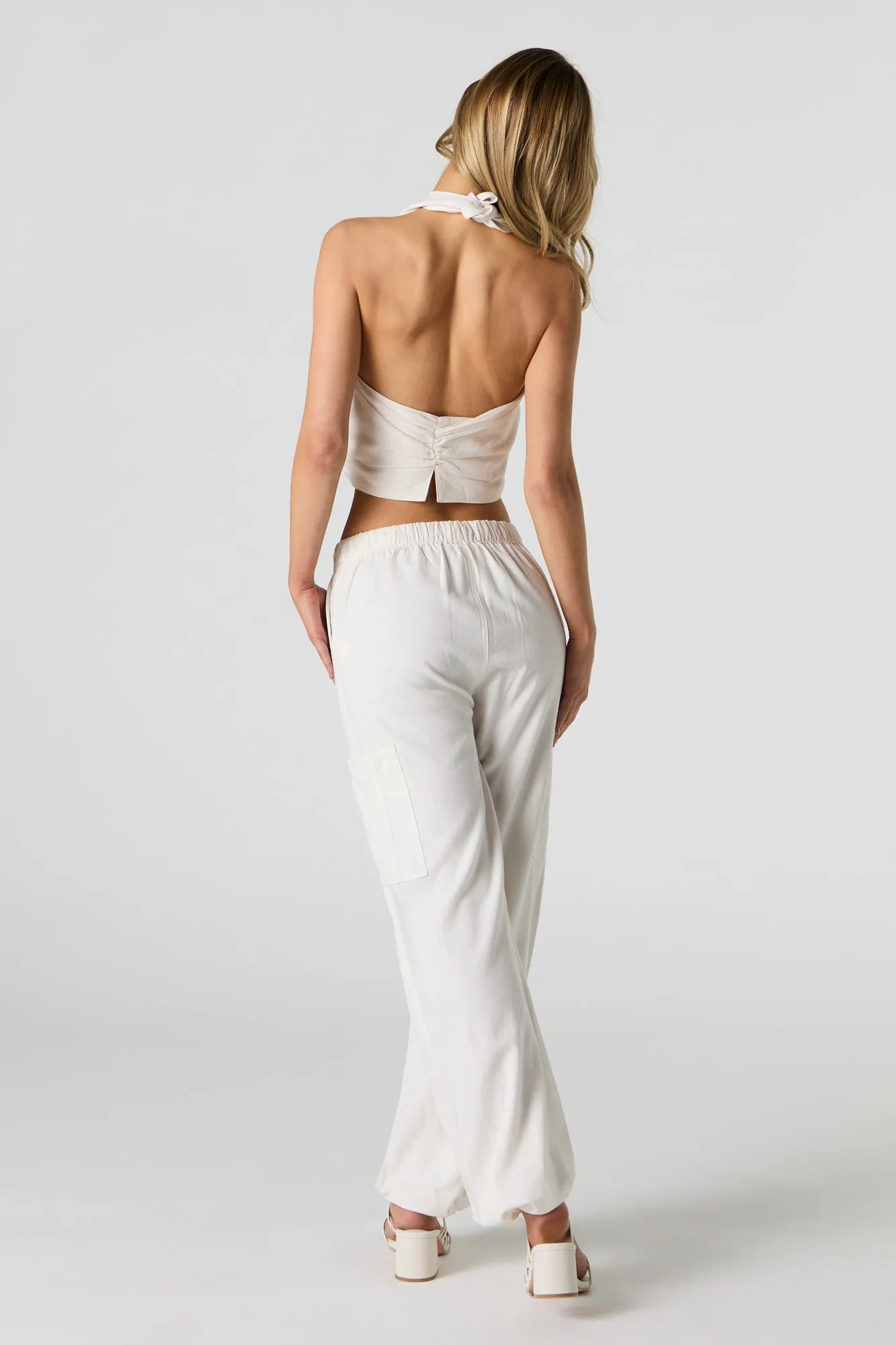 Linen-Blend Cuffed Cargo Pant sold by Urban Planet product image thumbnail 3