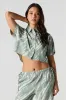 Linen-Blend Cropped Button-Up Short Sleeve Top sold by Urban Planet
