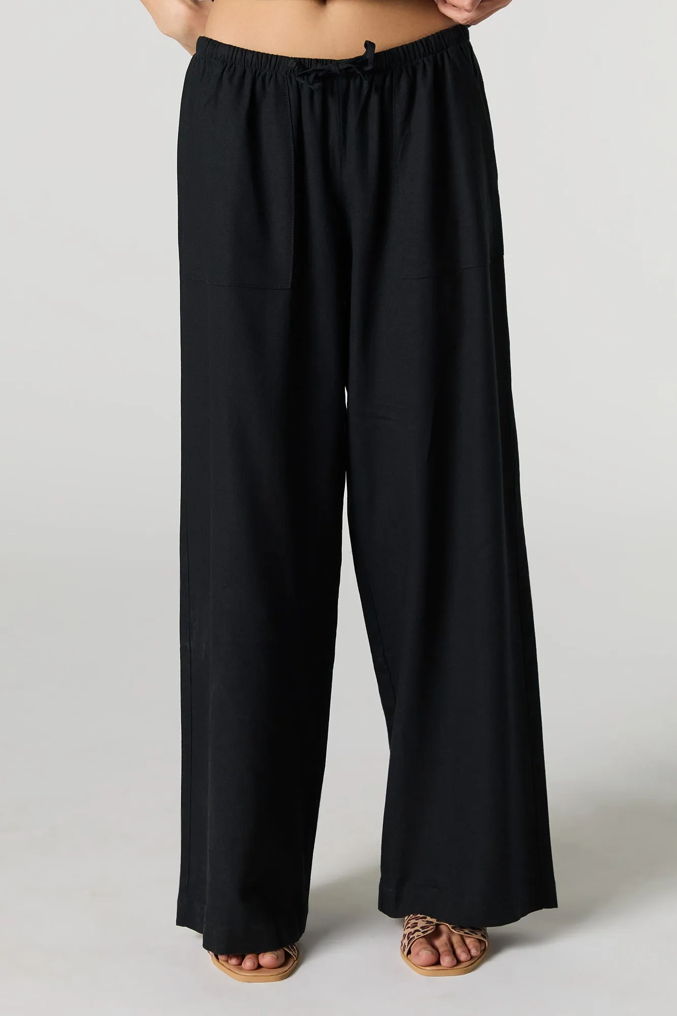 Linen-Blend Drawstring Wide Leg Pant sold by Urban Planet product image thumbnail 5