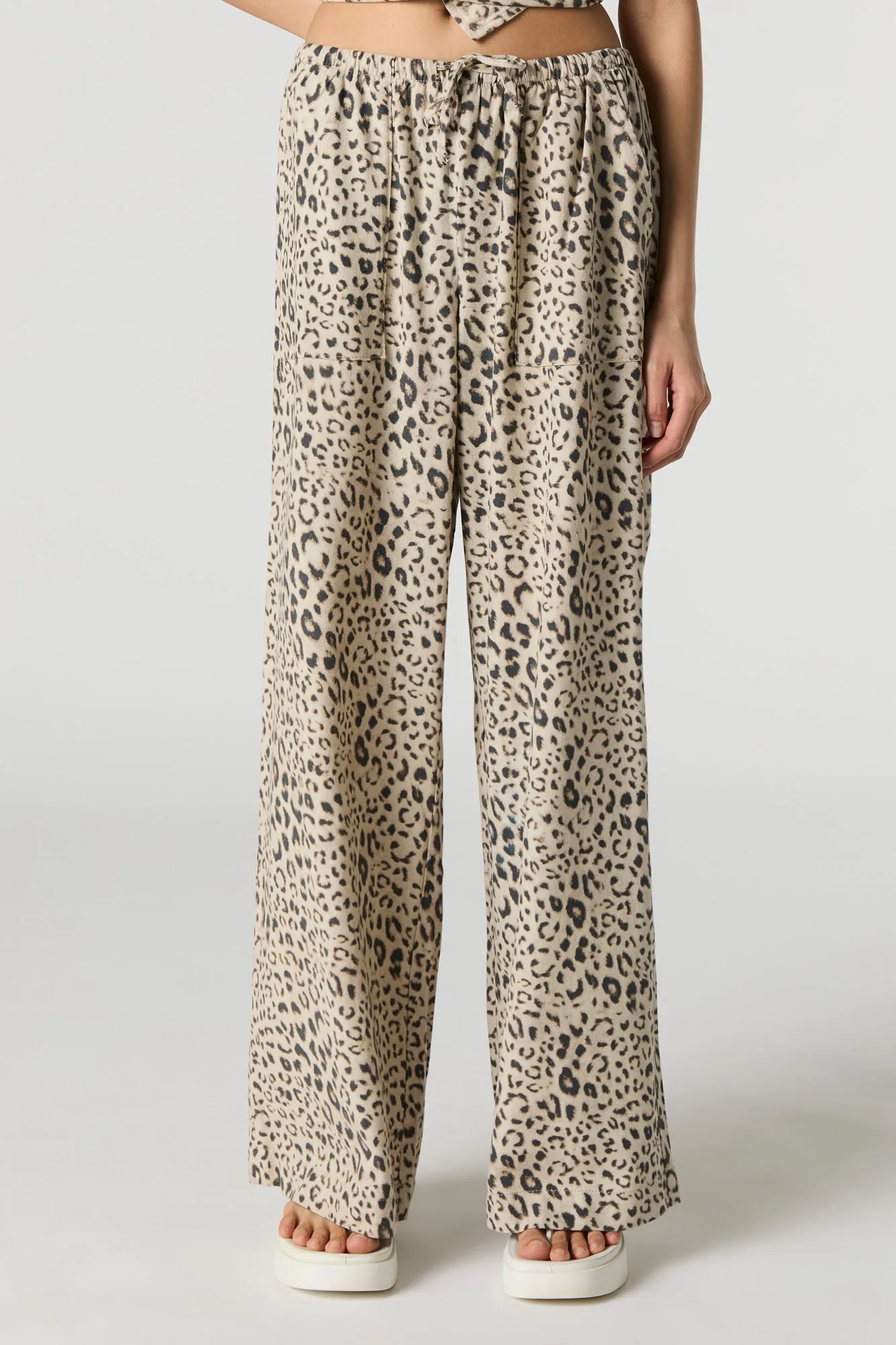 Pantalon en mélange de lin à jambe large avec taille coulissante sold by Urban Planet product image thumbnail 2