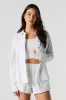 Linen-Blend Button-Up Long Sleeve Top sold by Urban Planet
