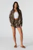 Linen-Blend Button-Up Long Sleeve Top sold by Urban Planet