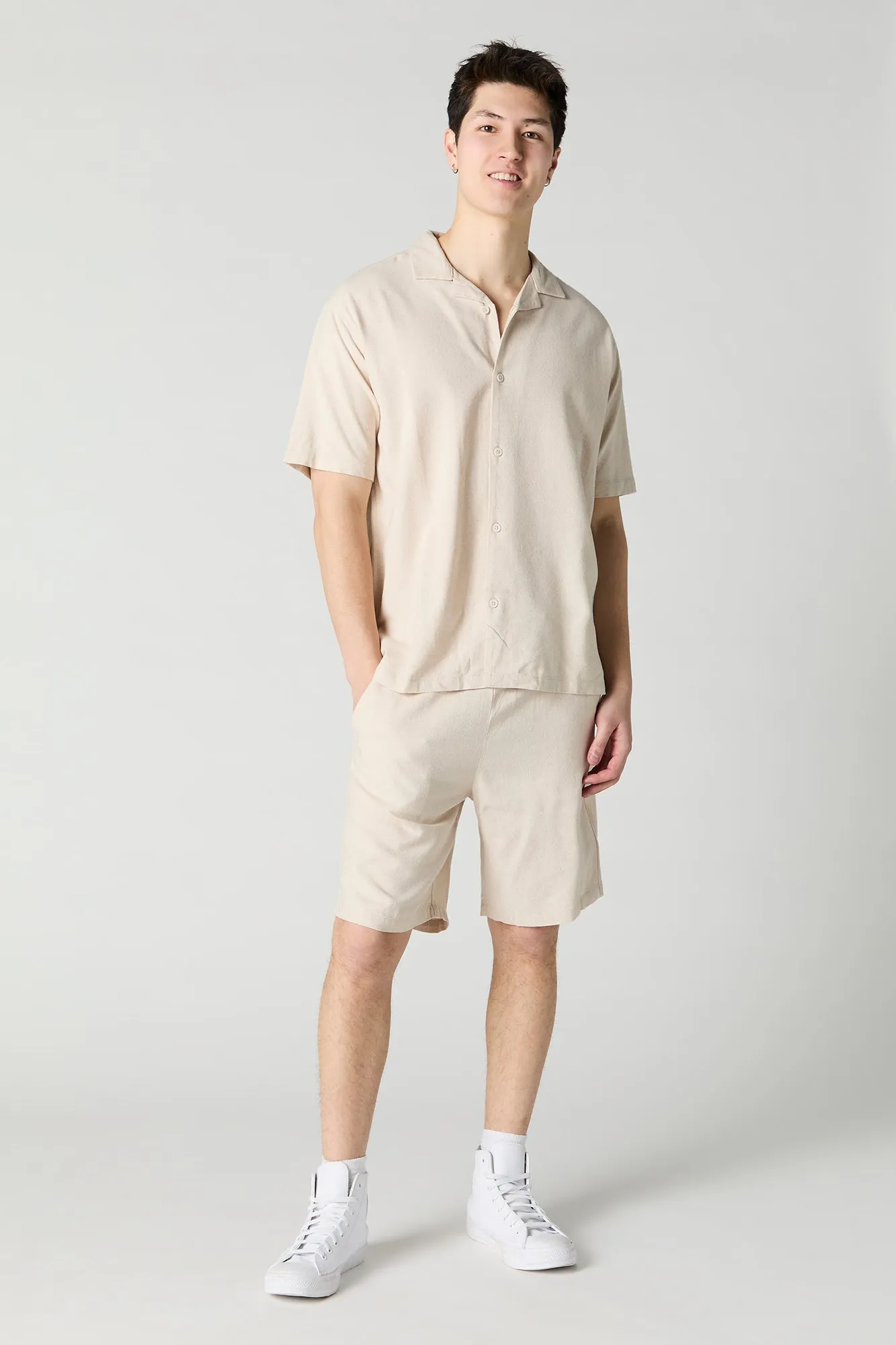 Linen-Blend Drawstring Short sold by Urban Planet product image thumbnail 2