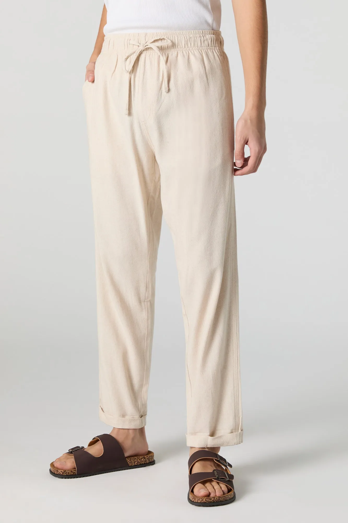 Pantalon en mélange de lin à taille coulissante sold by Urban Planet