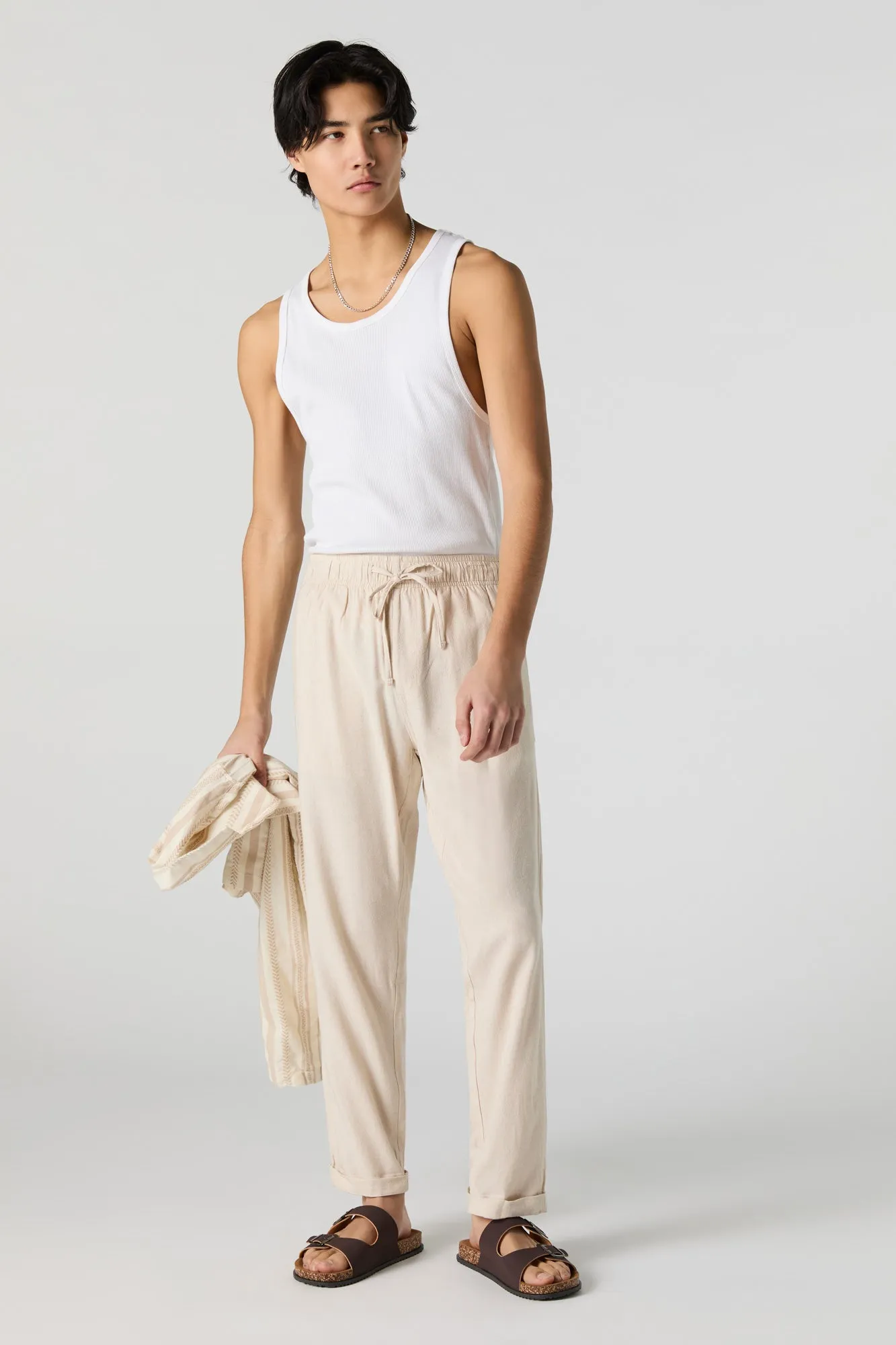 Pantalon en mélange de lin à taille coulissante sold by Urban Planet product image thumbnail 2