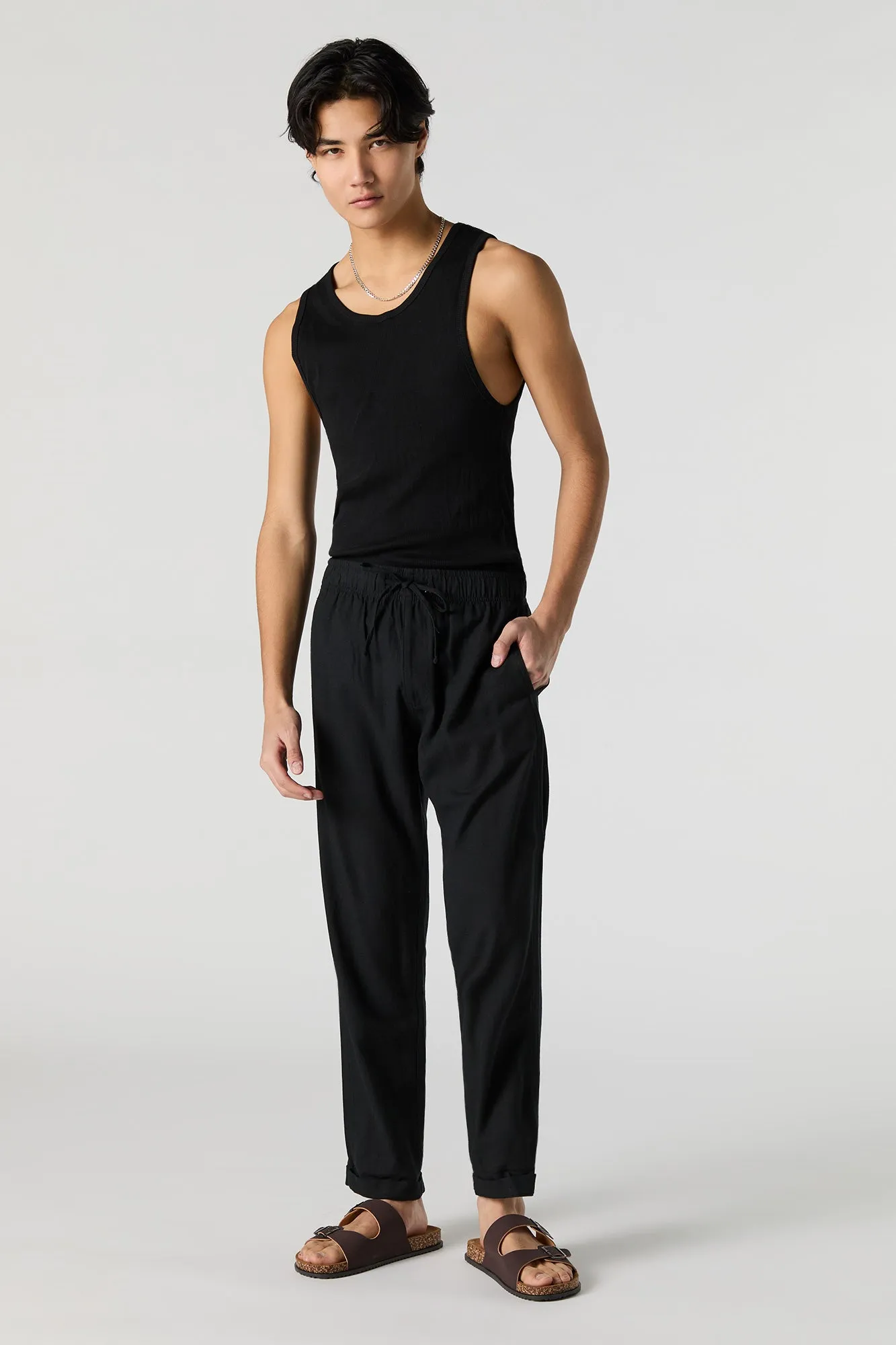 Pantalon en mélange de lin à taille coulissante sold by Urban Planet product image thumbnail 5