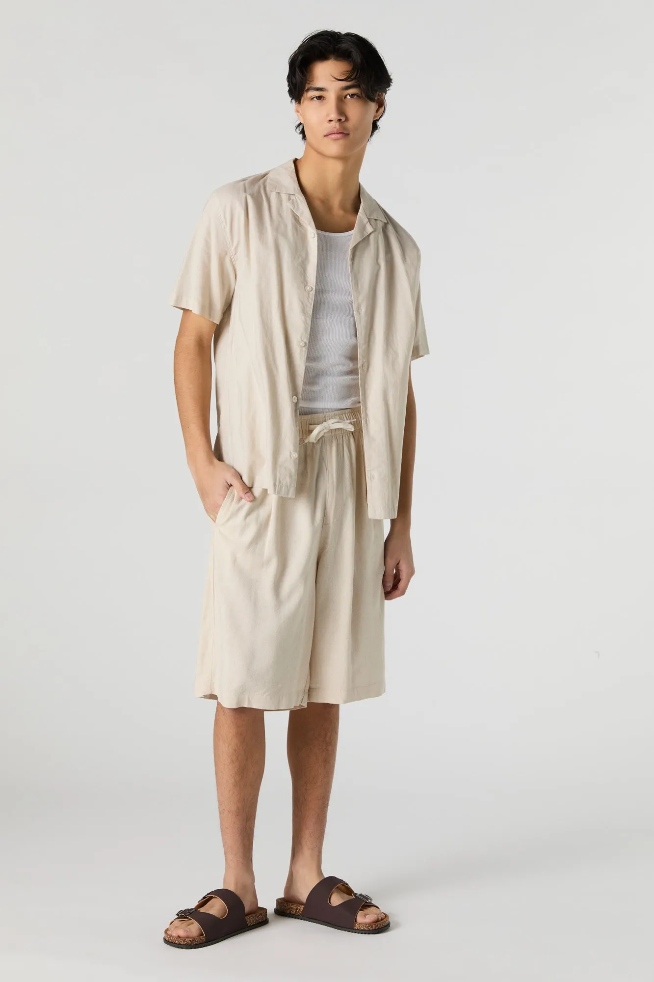 Linen-Blend Longline Short sold by Urban Planet product image thumbnail 2