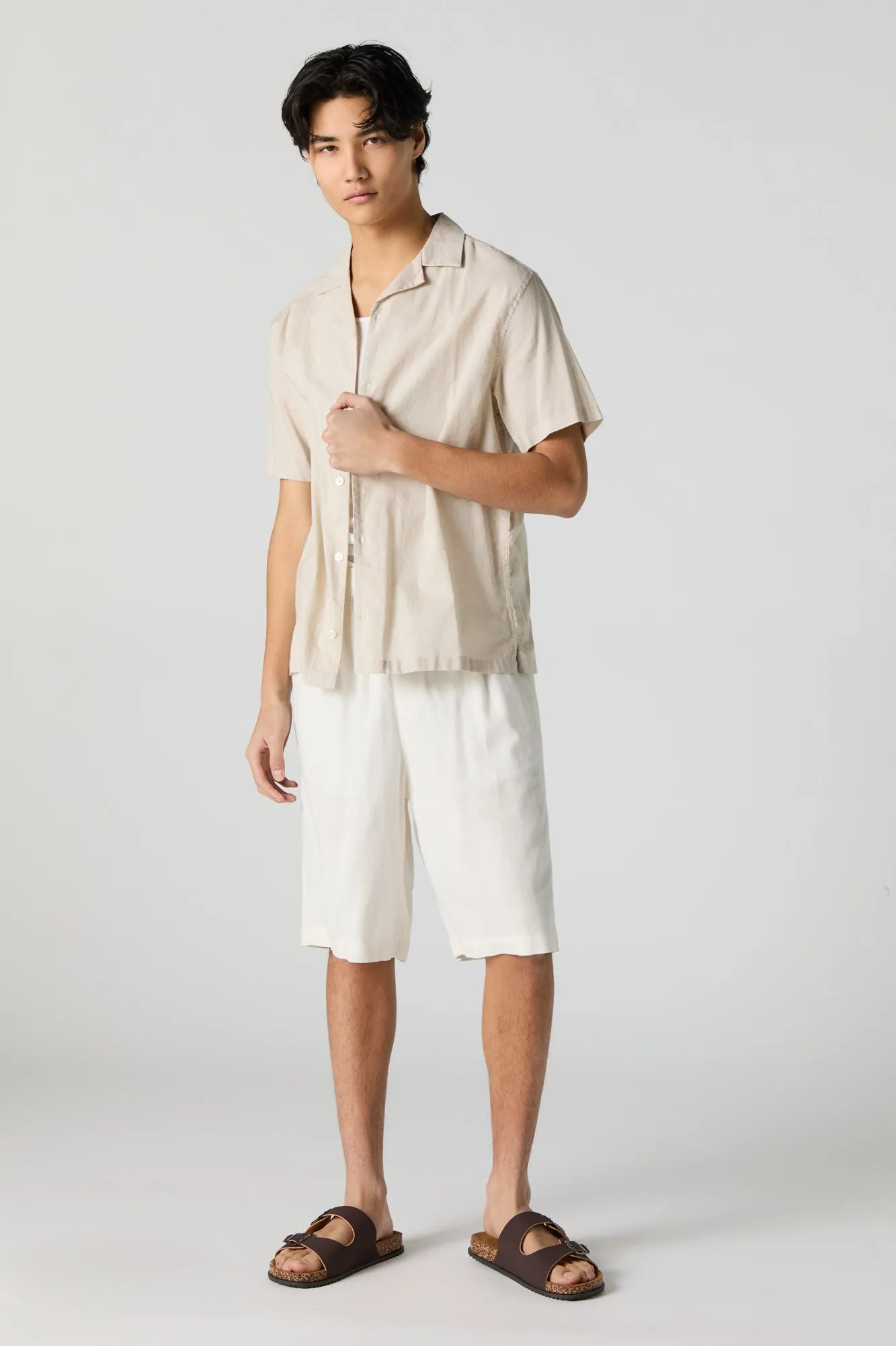 Linen-Blend Longline Short sold by Urban Planet product image thumbnail 5