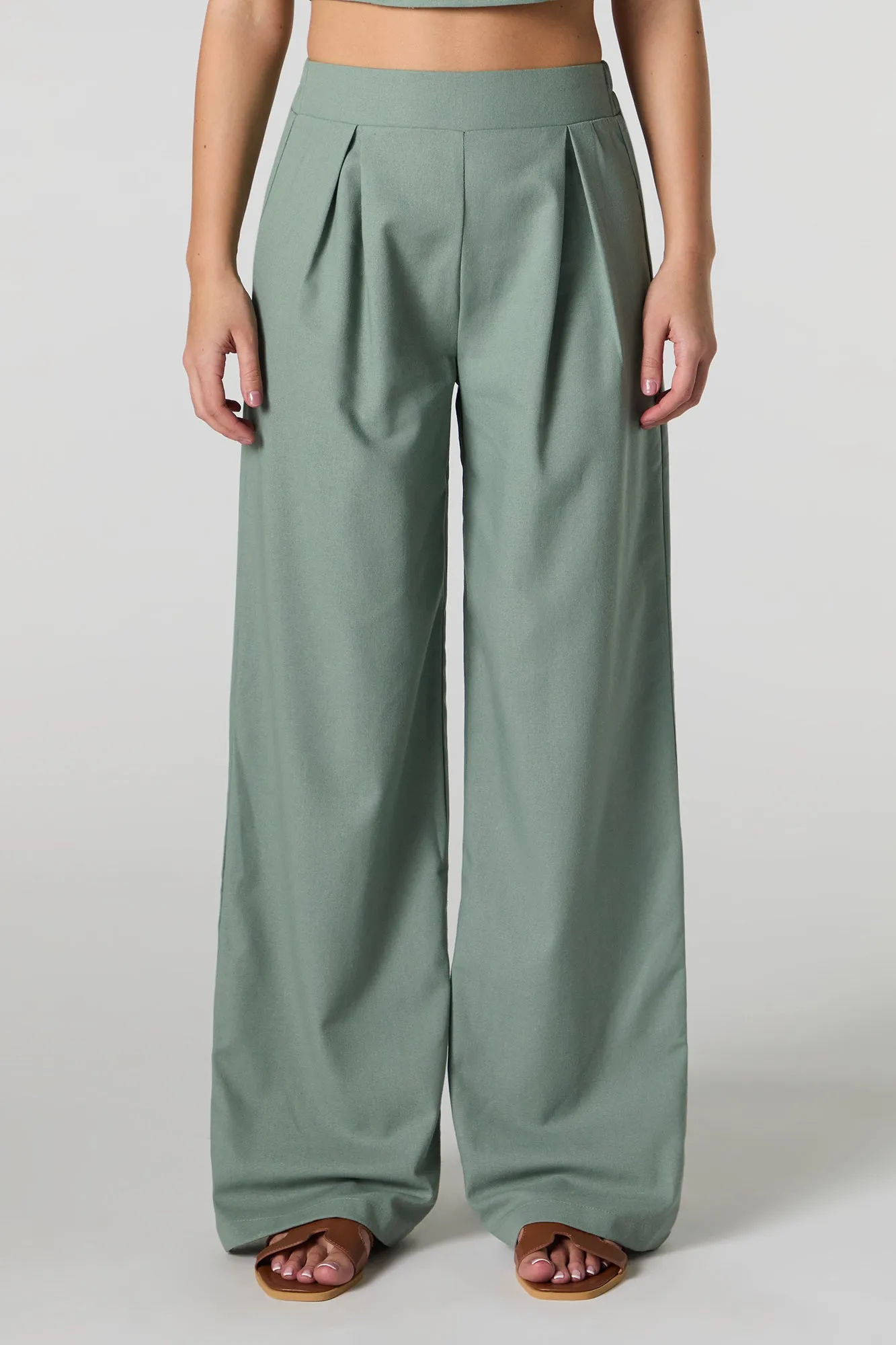 Linen-Blend Pleated Wide Leg Pant sold by Urban Planet product image thumbnail 2